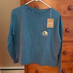 Patagonia Organic pocket T-shirt Wetland Blue Long Sleeve Tee
